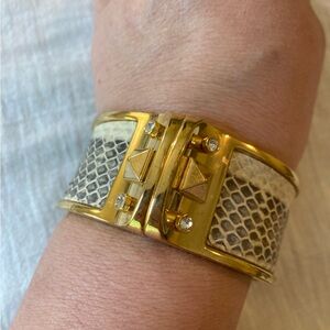 Stella & Dot Snakeskin Design Studs Stones Hinged‎ Bracelet